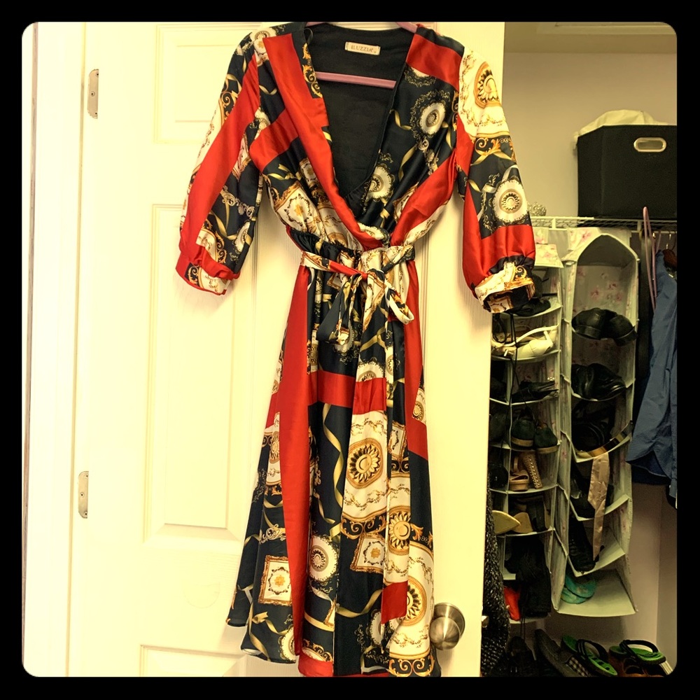 High low printed dress